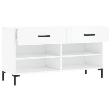 vidaXL Schoenenbank 102x35x55 cm bewerkt hout hoogglans wit, Verzenden, Nieuw