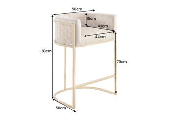 Barkruk ELEGANCE fluweelbeige met goudkleurig, Ophalen of Verzenden, Nieuw