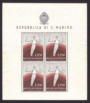 San Marino 1955 - Foglietto “Ginnasta” nieuw met intacte gum, Gestempeld