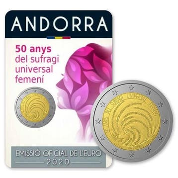 Andorra 2 Euro Vrouwenkiesrecht 2020, Postzegels en Munten, Munten | Europa | Euromunten, Verzenden