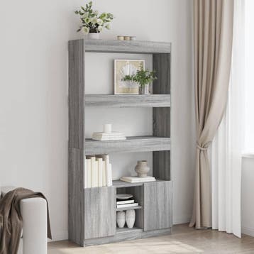 vidaXL Hoge kast 92x33x180 cm bewerkt hout grijs sonoma, Huis en Inrichting, Kasten | Boekenkasten, Verzenden, Nieuw, Overige houtsoorten