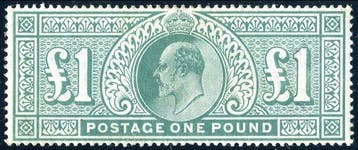 Groot-Brittannië 1902 - Edward VII, £1, dof blauwgroen - SG, Gestempeld