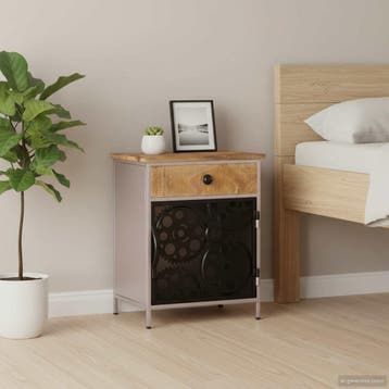 vidaXL Nachtkastje 40x30x50 cm ruw mangohout, Minder dan 45 cm, Verzenden, Nieuw, Minder dan 55 cm