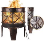 Antieke Roestlook Vuurkorf 58x45cm met Vonkbescherming BBQ, Tuin en Terras, Vuurkorven, Verzenden, Nieuw