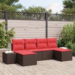 vidaXL Tuin Sofa Set met kussen 6 pcs Bruin poly rattan, Verzenden, Nieuw, Rotan, 6 zitplaatsen