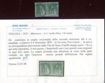 Italiaanse oude staten - Toscane 1857 - Het gebruik van de, Gestempeld