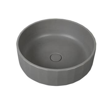 Waskom Ion 42x42x15cm beton rond grijs inclusief afvoerplug, Verzenden, Nieuw