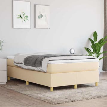 vidaXL Boxspring bed 120x200 cm stof crèmekleurig, Verzenden, Nieuw, Twijfelaar, 120 cm