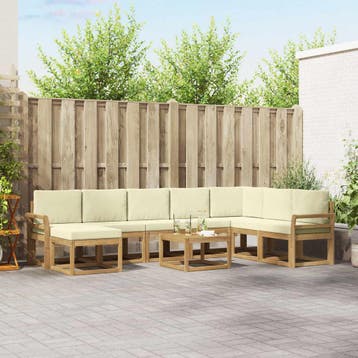 vidaXL Buiten bankenset met kussen 9 pcs Wit en crèmekleurig, Huis en Inrichting, Verzenden, Nieuw