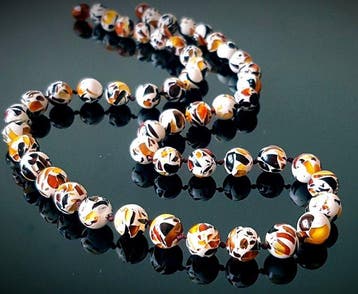 Amber Natuurlijk Baltisch barnsteen ketting, mozaïekstijl,