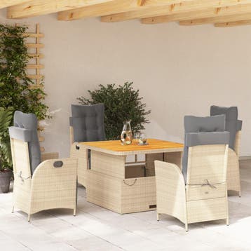 vidaXL 5-delige Tuinset met kussens poly rattan beige, Verzenden, Nieuw, Tuinset