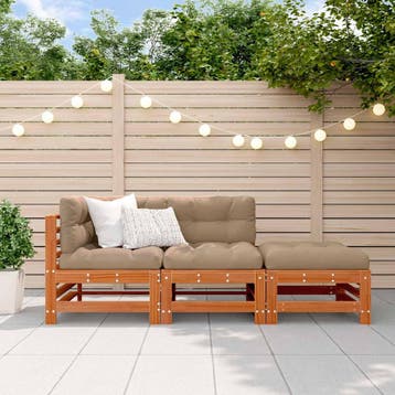 vidaXL Tuin loungeset 3 st Wasbruin Massief grenenhout, Verzenden, Nieuw, 3 zitplaatsen, Loungeset