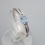 Zilver, Art Deco Blauwe Spinel(Getest) - Armband - + zwarte