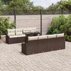 vidaXL Tuin Sofa Set met kussen 7 pcs Bruin en Crème poly, Tuin en Terras, Tuinsets en Loungesets, Verzenden, Nieuw, Rotan, 7 zitplaatsen