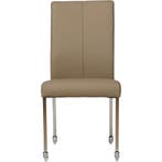 Leren eetkamerstoel Comfort met wieltjes - Hermes Mocca, Huis en Inrichting, Bruin, Nieuw, Leer, Ophalen of Verzenden