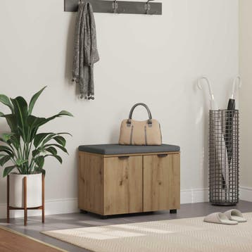 vidaXL Schoenbank met kussen Artisanaal eiken 60 x 38 x 46, Verzenden, Nieuw