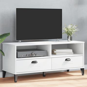 vidaXL Tv-meubel VIKEN bewerkt hout wit, Verzenden, Nieuw, Overige houtsoorten