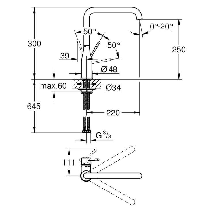 Keukenkraan Grohe Essence Mengkraan met Hoge Uitloop Warm, Doe-het-zelf en Verbouw, Sanitair, Ophalen of Verzenden