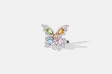 Cocktailring - 18 karaat Witgoud - 5.77ct. tw. Olivijn -