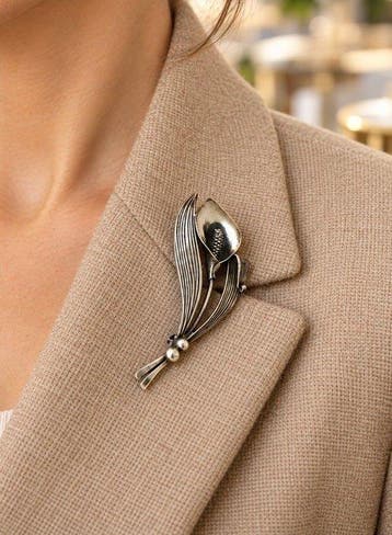 Zonder minimumprijs - Broche Zilver - Vintage speld N.E. van