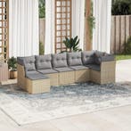 vidaXL 7-delige Loungeset met kussens poly rattan beige, Tuin en Terras, Verzenden, Nieuw, Loungeset