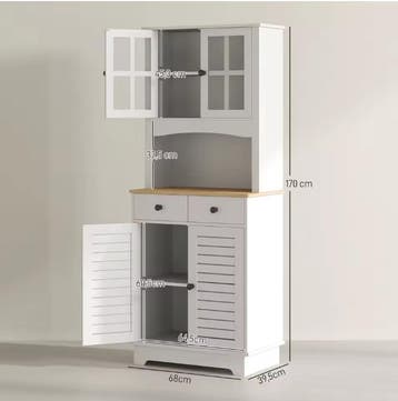Hoge Keukenkast met Deuren en Laden 68×39.5×170 cm Opbergkas, Verzenden, Nieuw