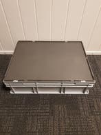Stapelbak met deksel, 800x600x220 mm, euronorm, grijs pp,, Ophalen of Verzenden, Gebruikt