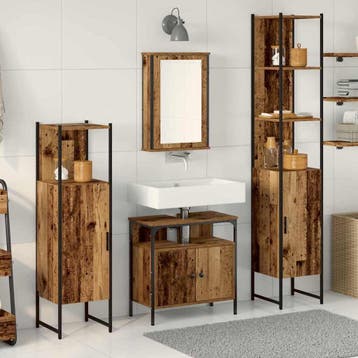 vidaXL Badkamermeubelset met plank 4 pcs Oud hout Bewerkt, Verzenden, Nieuw, Overige typen