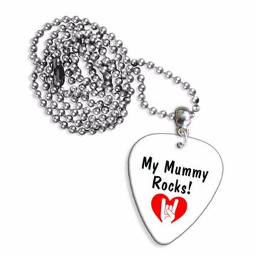 My Mummy Rocks plectrum ketting, sleutelhanger of oorbellen, Ophalen of Verzenden, Nieuw