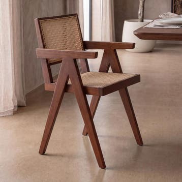 *WOONWINKEL* Rotan Stoel Met Armleuningen Walnoot, Verzenden, Nieuw, Bruin