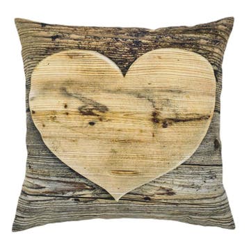 canvas kussen houten hart 50x50cm, Verzenden, Nieuw