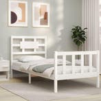 vidaXL Bedframe met hoofdbord massief hout wit, Eenpersoons, Verzenden, Wit, Nieuw