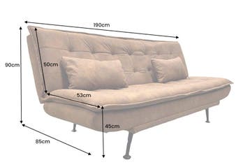 Slaapbank JAZZ 195 cm 3-zits microvezel bruin - 47525, Ophalen of Verzenden, Nieuw