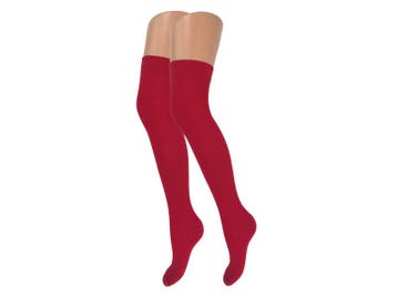 Overknee kousen - SQOTTON - Rood, Verzenden, Nieuw