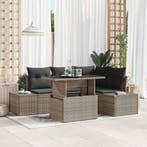 vidaXL Tuin Sofa Set met kussen met opslag 5 pcs Grijs poly, Tuin en Terras, Tuinsets en Loungesets, Verzenden, Nieuw, Rotan, 5 zitplaatsen