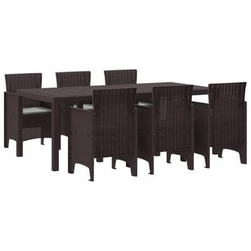 vidaXL Tuin eettafelset 7 st Bruin Polypropyleen, Verzenden, Nieuw, 7 zitplaatsen