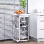 Witte Keukentrolley met Manden, Lade en Planken – 83 cm, Huis en Inrichting, Keuken | Keukenelementen, Verzenden, Nieuw