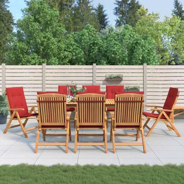 vidaXL Verstelbare klapstoelen met kussens, 8 stuks, massief, Verzenden, Nieuw, Hout