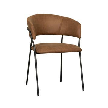 Stoel Luuk | Cognac | Micro Suede | Zwart Metalen Frame | 4, Verzenden, Nieuw in verpakking