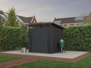 Blokhut Composiet Modern Donkergrijs 215 x 215 cm, Tuin en Terras, Nieuw