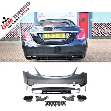 C63 AMG Achterbumper | W205 | C-CLASS | FACELIFT | ZWART |, Verzenden, Mercedes-Benz, Nieuw, Achter