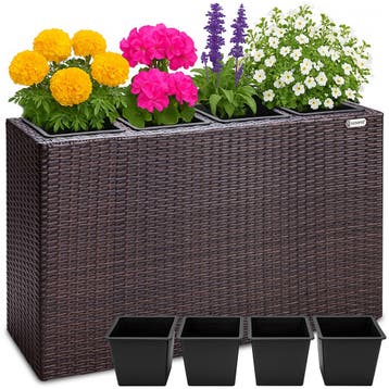 Hoge Plantenbak Bruin Kunststof 95x27x60cm (Plantenbakken), Verzenden, Nieuw