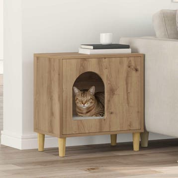 vidaXL Kattenhuis Ambachtelijk eiken 51 x 30 x 52 cm Bewerkt, Verzenden, Nieuw