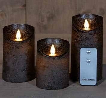 Ledkaars 3d flame wax candle rustiek zwart annas collection, Ophalen of Verzenden, Nieuw