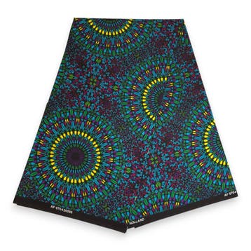 Afrikaanse wax print stof - Groen Geel Ocean Eye - 100% kato, Ophalen of Verzenden, Nieuw