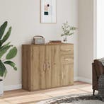 vidaXL Dressoir Artisan Eikenhout 91x29,5x75 cm Bewerkt Hout, Huis en Inrichting, Kasten | Dressoirs, Verzenden, Nieuw, Overige houtsoorten