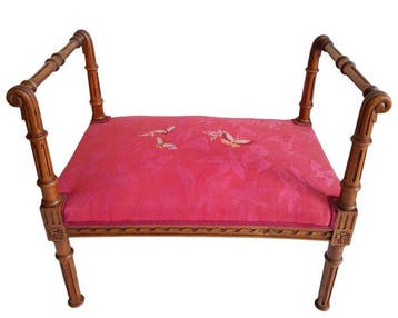 Vlindermotief - Bank - Hout, Textiel - Raambankje Tabouret