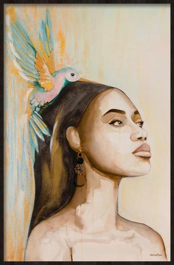 Kunst aan de muur Woman and hummingbird 98x148 cm