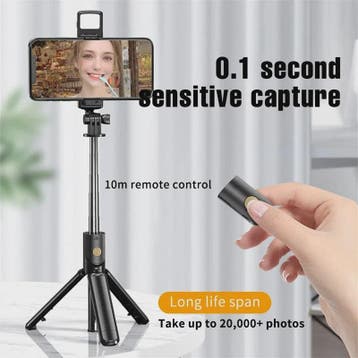 Draadloze Selfie Stick Tripod met Ringlamp en Bluetooth Afst, Verzenden, Nieuw