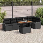 vidaXL Tuin Sofa Set met opslag 7 pcs Zwart Poly riet, Verzenden, Nieuw, Rotan